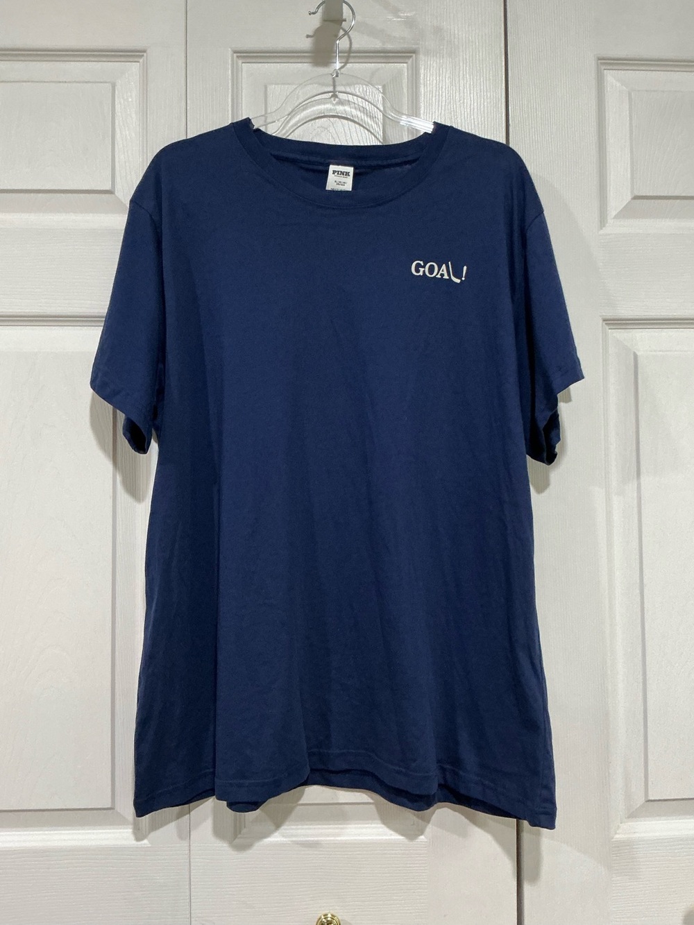 💙 NWT Victoria’s Secret PINK Navy Blue T-shirt Hockey Season - XL (01622)